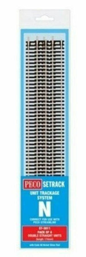 Peco N: ST-3011 - PACK OF 8 DOUBLE STRAIGHT UNITS