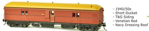 EHO SDS Models: 1940/50's EHO 1987 Venetian Red T & G Siding Navy Dressing Roof. Express Brake Van: #005