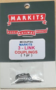 3-LINK COUPLINS WITH SPRING (1PR) MARKITS * MCOUP3m *  **