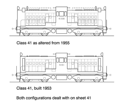 41 class Bo-Bo Dual Hood AGE HO Data Sheet drawing NSWGR locomot