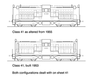 41 class Bo-Bo Dual Hood AGE HO Data Sheet drawing NSWGR locomot