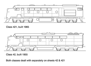 42 Class Co-Co Nose Cab Clyde HO Data Sheet drawing NSWGR locomo