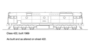 422 Class Co-Co Dual Cab Clyde HO Data Sheet drawing NSWGR locom