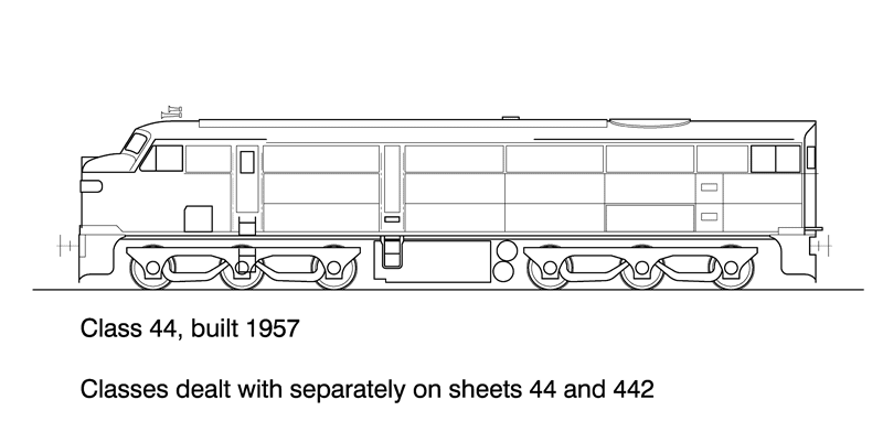 44 Class Co-Co Nose Cab Goodwin HO Data Sheet drawing NSWGR locomotive