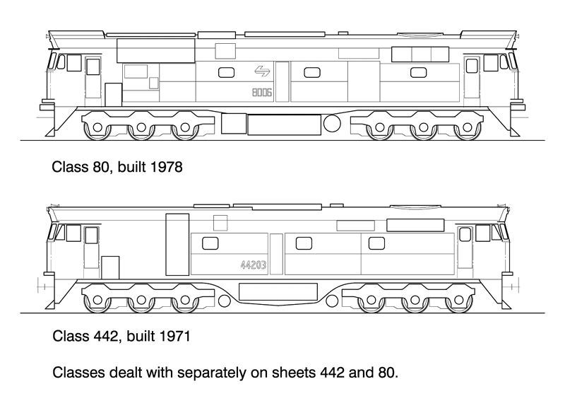 442 Class Co-Co Dual Cab Goodwin HO Data Sheet drawing NSWGR locomotive