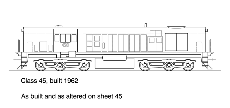 45 Class Co-Co Hood Goodwin HO Data Sheet drawing NSWGR locomotive