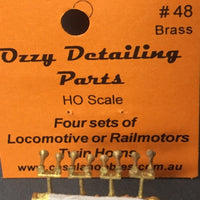 Air Horn Twin #48  for Locomotive 42, 43 Class and Rail-motors and more. (4)  #48  Ozzy Detailing parts