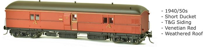 SDS Models: EHO 635 Express Brake Van Venetian Red, T&G Siding Weathered Roof **