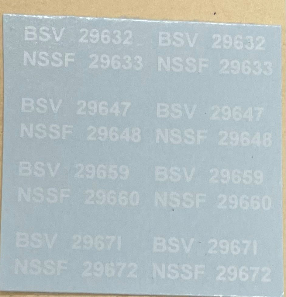 Sheep Van old code BSV (4) & new  Code NSSF (4) with Numbers of the NSWGR  pack 5. Ozzy Decal