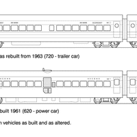 620-720 DMU Railcars Comeng HO Data Sheet drawing NSWGR.