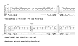 620-720 DMU Railcars Comeng HO Data Sheet drawing NSWGR.