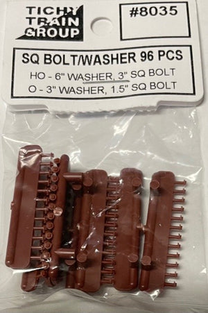 #8035 TICHY TRAIN GROUP - SQ Bolt/Washer 96 pcs