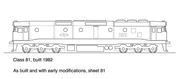 81 Class Co-Co Dual Cab Clyde HO Data Sheet drawing NSWGR locomo