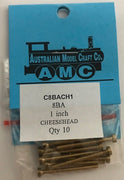 8BA CHEESEHEAD 1" inch BRASS SCREWS Qty 10