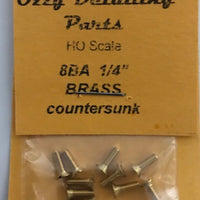 8BA COUNTERSUNK 1/4 inch BRASS SCREWS Qty 10