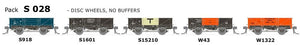 S Wagon: -Pk S 028 NSWGR S-Truck: 5 in Pack with Disc Wheels, No Buffers, AUSTRAINS NEO