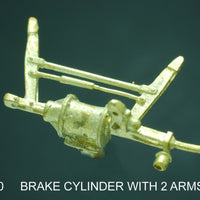 #90 -Brake Cylinder with 2 arms FOR PASSENGER CAR, BOGIES GOODS WAGON (1) , #90 Ozzy Brass