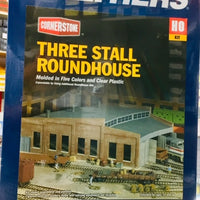 Walthers: THREE STALL ROUNDHOUSE KIT, #933-3041 HOLDS ENGINES UP TO 13" LONG. HO