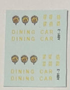 OZZY PASSENGER CAR DECAL : DINING CAR AB91 & AB92 Code & Numbers .