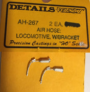DETAILS WEST AH-267 HO: AIR HOSE #AH267, LOCOMOTIVE with BRACKET (2). **