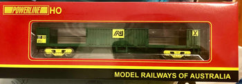 AKBX-529E  Slab Steel Bogie Open Wagon (No Doors) AN Green HO Scale PD-613C Powerline Models