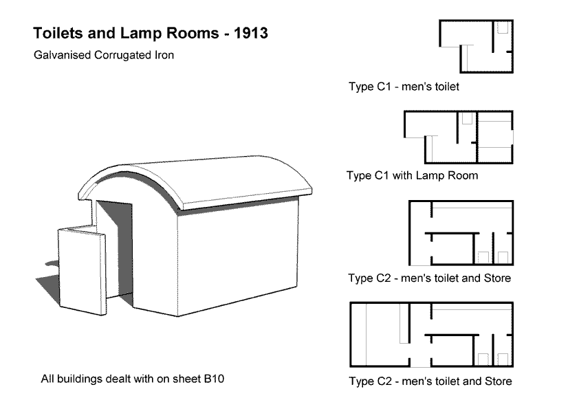 B10 1913 Toilets & Lamp Rooms Corrugated, Curved rooves