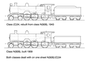 Class C34 4-6-0 HO Data Sheet drawing NSWGR locomotive
