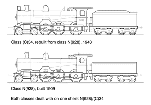 Class C34 4-6-0 HO Data Sheet drawing NSWGR locomotive