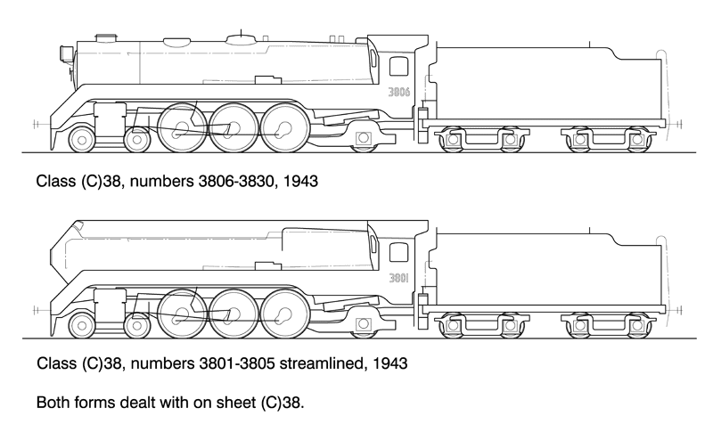 Class C38 4-6-2 HO Data Sheet drawing NSWGR locomotive