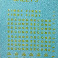 CHSK 31Y Yellow decal for 6 x Indian red FS 2nd Class code & No's and 12 x Entrance "2nd" and 16 the word "SECOND". OZZY PASSENGER CAR DECAL