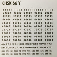 OZZY PASSENGER CAR DECAL : CHSK 66Y HUB & RUB "N" & "S" Car Codes, Letters & Numbers in Yellow see below for list of codes.