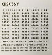 OZZY PASSENGER CAR DECAL : CHSK 66Y HUB & RUB "N" & "S" Car Codes, Letters & Numbers in Yellow see below for list of codes.