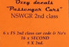 #31W  for Candy Livery White words & codes for FS 2nd class car See description below PASSENGER CAR DECAL: Ozzy NSWGR Decals