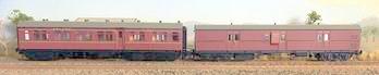 CR - EHO - CR1372 Ind-Red Composite Car + EHO1283 in Ind-Red Brake Van  - Casula Hobbies Models RTR.***