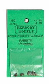 Kerroby Models: H16 RABBITS  ASSORTED POSES (5)painted