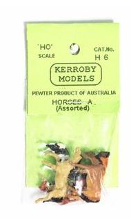 Kerroby Models: H6 HORSES  A.  LIGHT BROWN ASSORTED POSES  (5)painted