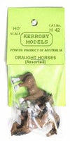 Kerroby Models: H42 DRAUGHT HORSES  ASSORTED POSES (4)painted