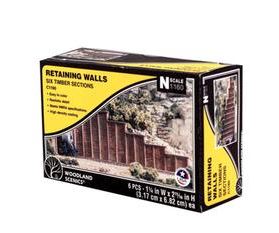 Woodland Scenics: RETAINING WALL TIMBER - N SCALE (6PC)