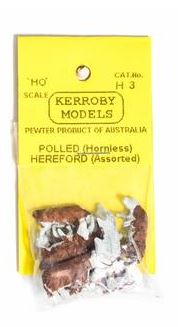Kerroby Models: H 3 HEREFORDS ASST.  ASSORTED POSES. (10)painted