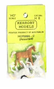 Kerroby Models: H8 HORSES  C . WHITE ASSORTED POSES (5)painted