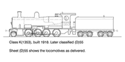 Class D55 2-8-0 HO Data Sheet drawing NSWGR locomotive