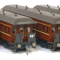 FO 011 AUSTRAINS NEO : End Platform Car Set 94A Pack of 2 cars with Mansard Roof - Indian Red