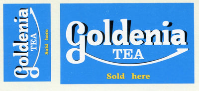 GVB 001- Gwydir Valley Models  Goldenia Tea (Blue) - 2 sizes to suit all scales.  Heritage Billboard Decals