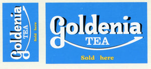 GVS 030 Shop Set Gwydir Ozzy Decals: Goldenia Tea/Post Office  - 2 Goldenia Tea, 1 Kinkara Tea 2 Post and Telegraph Office, 2 Sydney Morning Herald and 1 Champion Spark Plugs. Heritage Billboard Decals