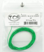 TCS #1207 : 10ft 32awg - Green/Black Stripe Wire
