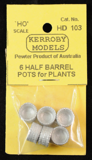 Kerroby Models - HD 103 - 6 Half Barrel Pots for Plants