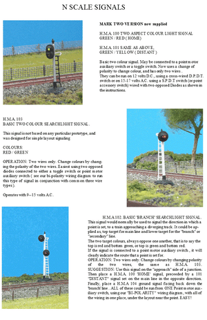 HMA 102 N SCALE SEARCH LIGHT BRANCH SIGNAL