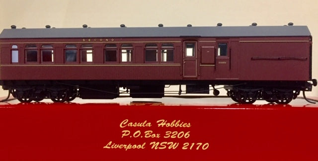 R - HR TERMINAL 2nd Class PASSENGER BRAKE CAR INDIAN RED, from the R Type Sets, Casula Hobbies Model Railways