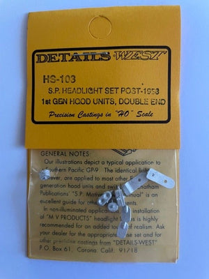 DETAILS WEST HS-103 HO: S.P Headlight Set Post -1953  HS-103 **