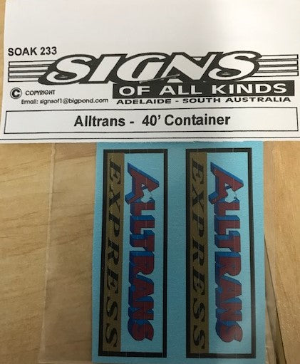 SOAK 233 Container Decal 40ft Containers Alltrans